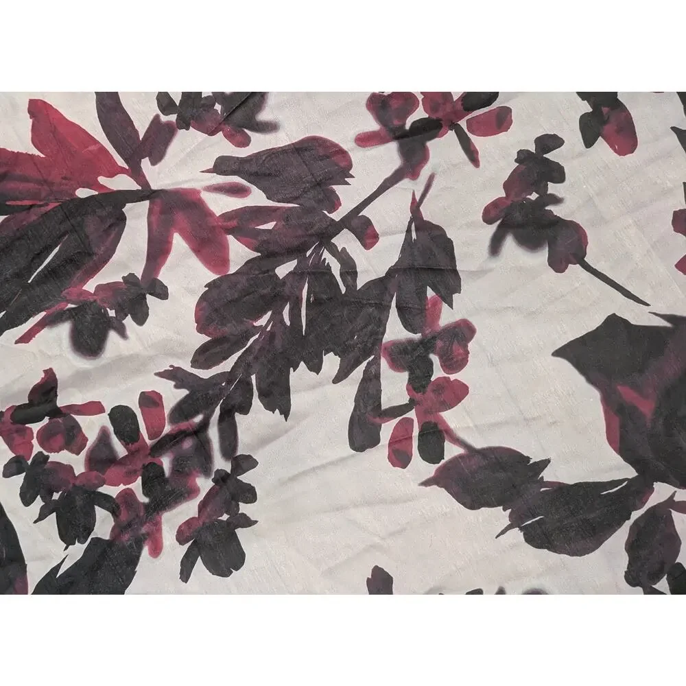 Calvin Klein Floral Chiffon Wrap Scarf Black Burgundy Festival Rodeo Hair Scarf